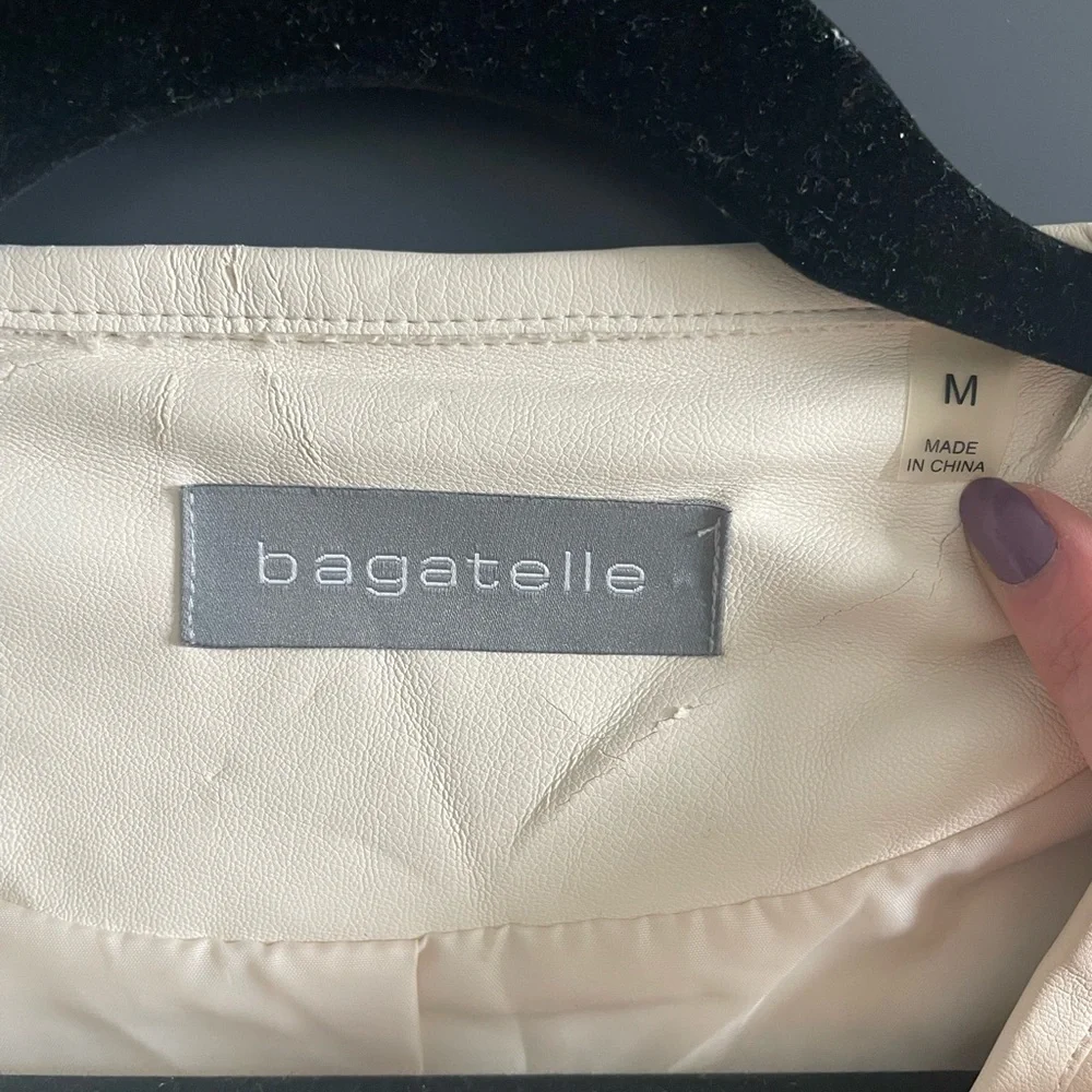 Bagatelle Women's Off-White Leather Jacket - Picture 3 of 4